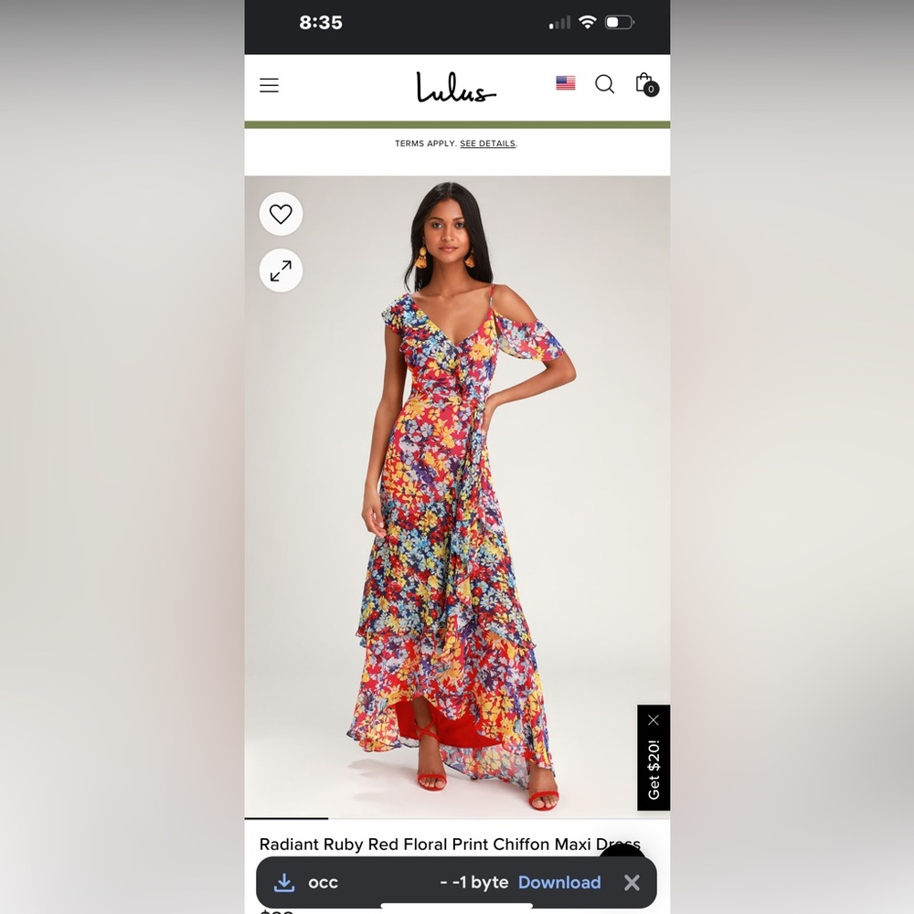 Medium Lulu’s Radiant Ruby Red Chiffon Dress